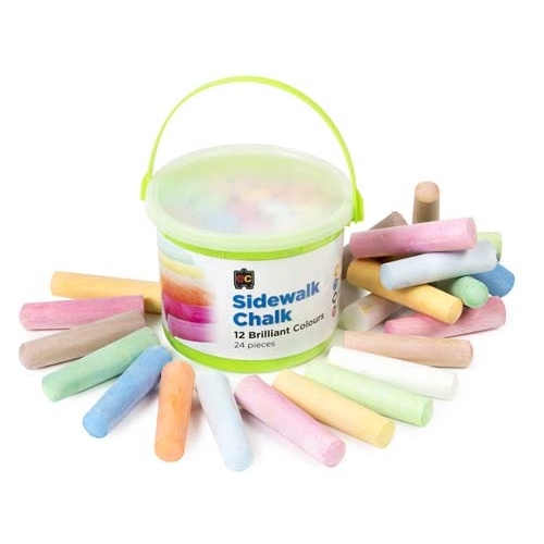 Sidewalk Chalk Bucket of 24 Pieces, 12 Brilliant Colours