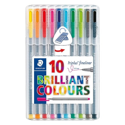 Staedtler Triplus 0.3mm Fineliners 334 Assorted 10 Pack