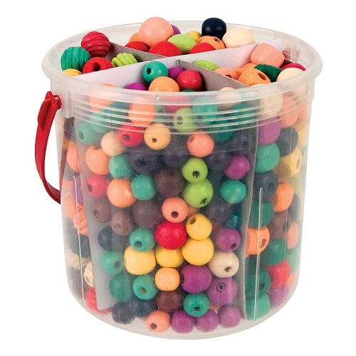 Basics Wooden Beads with Cord Assorted 575g