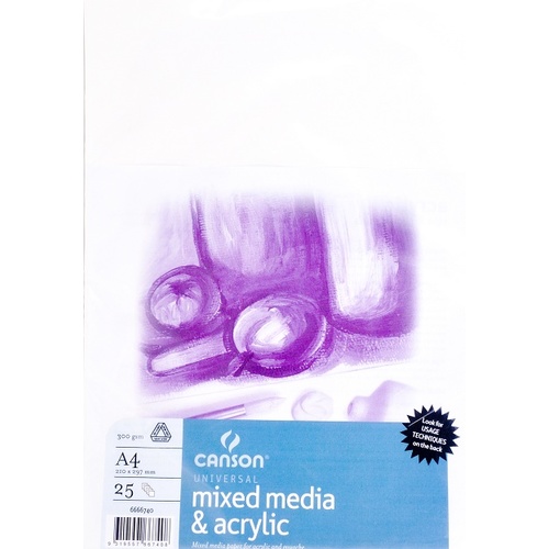 Canson Mixed Media Paper Pack A3, 300gsm 25 Sheets