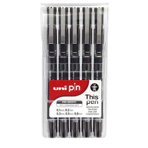 Uni Pin Fineliner Drawing Pen 5 Set