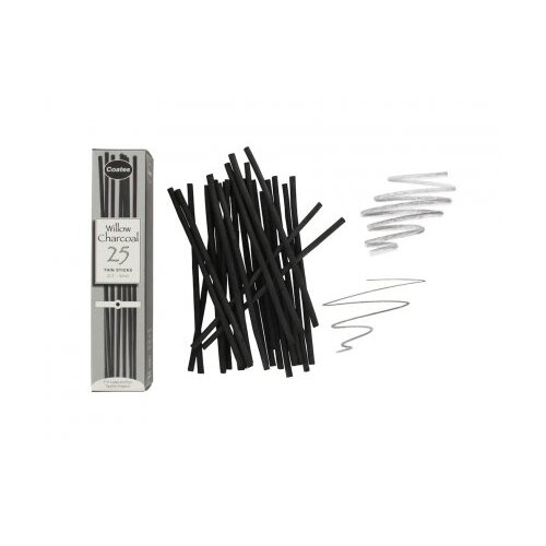 Coates Willow Charcoal Sticks Thin (3-4mm) - Pack 25
