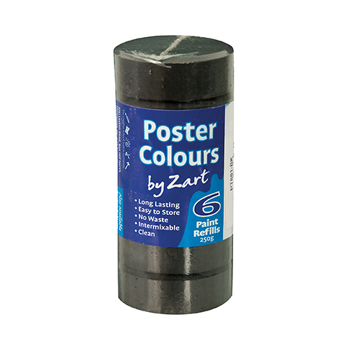 Zart Poster Colour Powder Paint Refill Black pack of 6